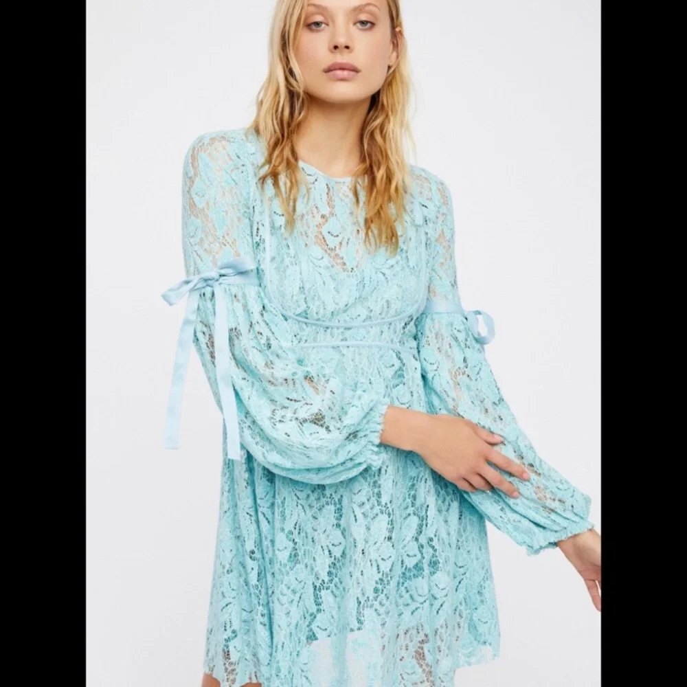 Free People Ruby Crochet Mini Dress Sea Foam M